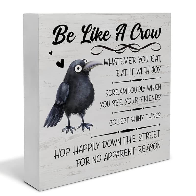 TEMU Classroom Decor, Teen Room Inspirational Quotes Pvc Keepsake, A Crow Pvc Block Plaque For Home Office Desk Decor(3.94x3.94 Inches)