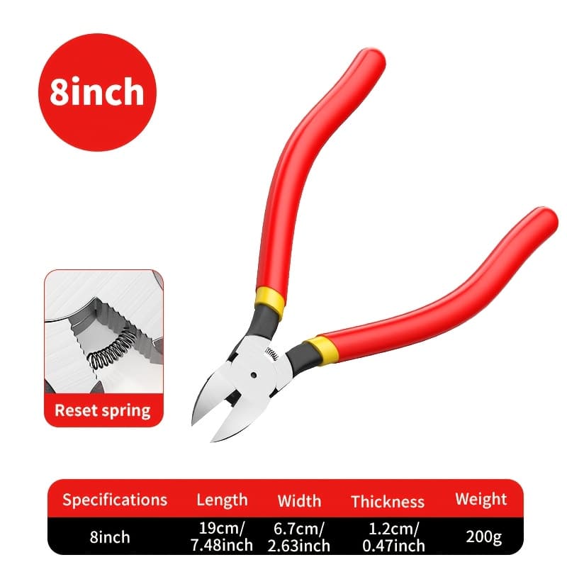 TEMU 5/6/8 Inch Miter Pliers - Wire Cutters Featuring Anti-slip Grips, With A Spring Mechanism, Designed For Precise Plastic Cutting, Casting Removal, Screw Extraction, And Wiring Jobs