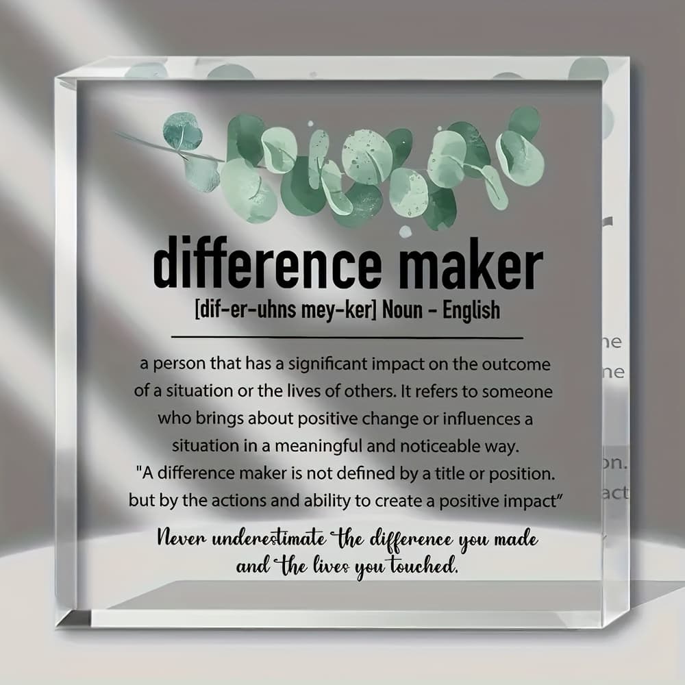 TEMU 2d Flat, Acrylic Difference Maker Desk Sign - Inspirational Thank You Appreciation Gift For Women And Men - Motivational Centerpiece Without Electricity