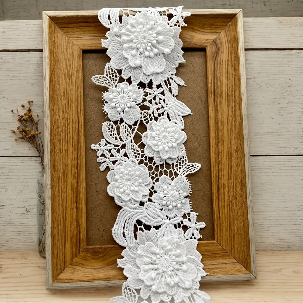 TEMU 91cm Three-dimensional Flower Cut Into Barcode Lace For Decoration, Clothing, Hats, Shoes, Curtains