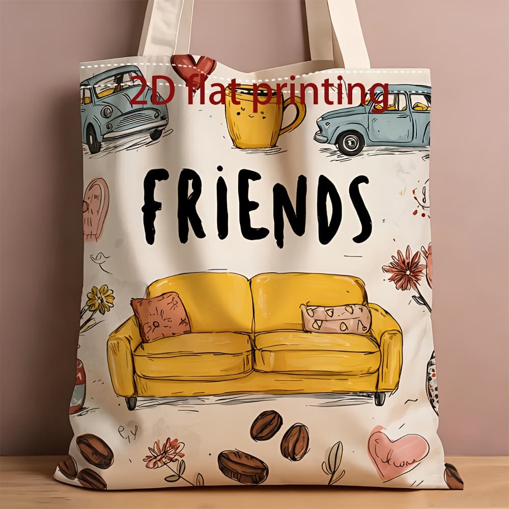 TEMU 1pc Tv Show Themed Tote Bag Compatible For Fans - Unisex Iconic Print Handbag, Casual Bag For , Perfect Gift For , Teachers, Moms (tv Series Collectible), 2d Flat