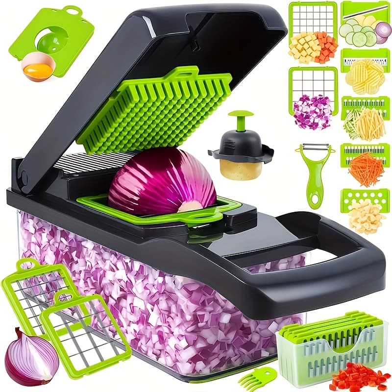 TEMU Vegetable Chopper, Professional Onion Chopper, 16in 1 Multifunctional Food Chopper, Kitchen Vegetable Slicer, Machine, Vegetable Chopper With , Carrot Chopper With Container