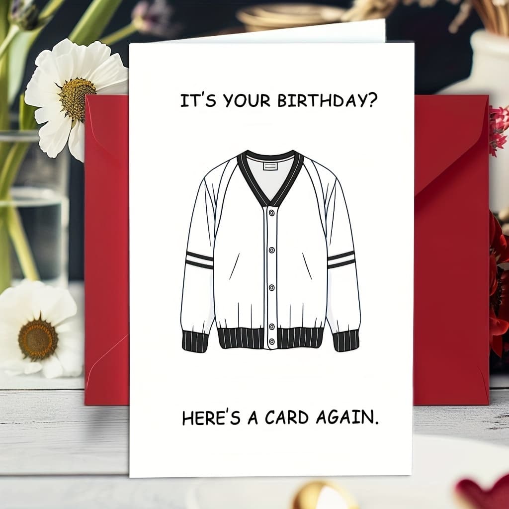 TEMU 1pc, Funny Birthday Greeting Card Humorous Jacket-themed Birthday Greeting Card