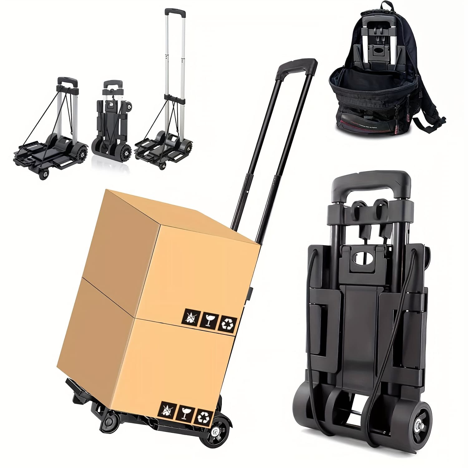 TEMU Collapsible Portable Platform Cart Folding Push Hand Aluminum Rod Cart