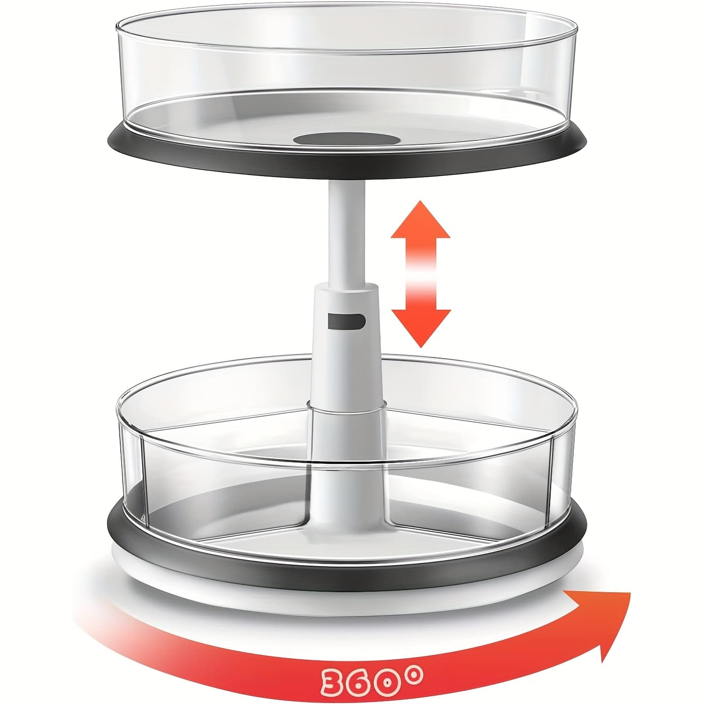 TEMU A Two-tier Rotating Storage Organizer, Featuring , An 11-inch Turntable With Storage Baskets, Of 360° Rotation And Adjustable Height, Perfect For Organizing Kitchen Cabinets And Storing Spices