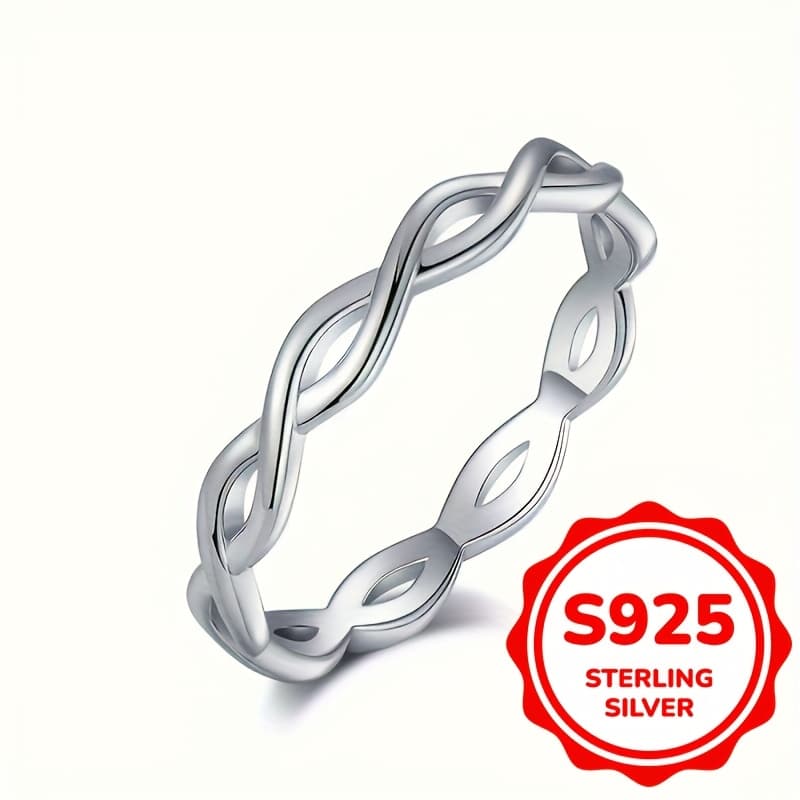TEMU 925 Sterling Silvery Ring Trendy Design Suitable For Men And Women Engagement/ Wedding Ring High Quality Jewelry