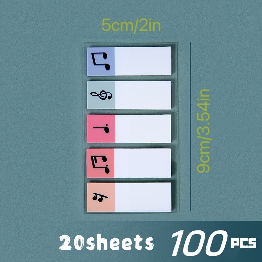 TEMU 20 Sheets Of Transparent Note Labels, Colorful Music Note Tags For Office Indexing And Marking