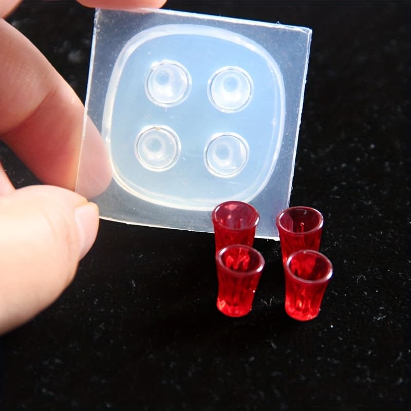 TEMU Cute Small Wine Cup Miniature High- Silicone Mold Flame Cup 4-cup Coaster Resin Casting Mold