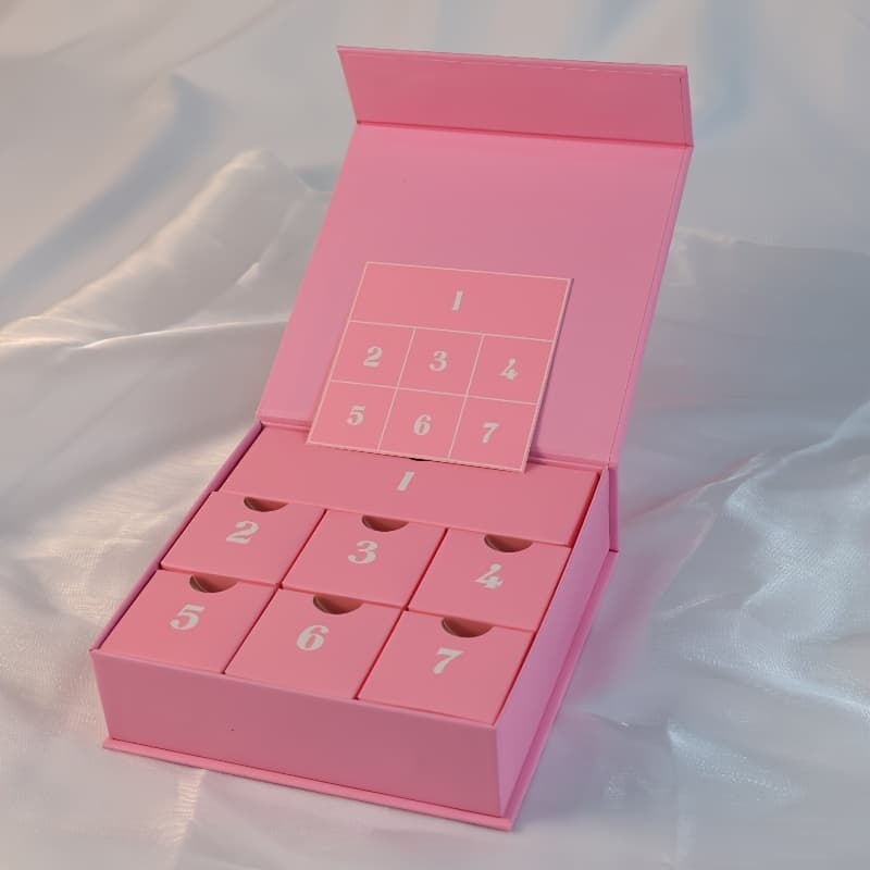 TEMU Christmas Countdown Calendar Gift Box Set - 7pcs Blank Paper Packaging For Holiday Presents, Jewelry Surprise Boxes