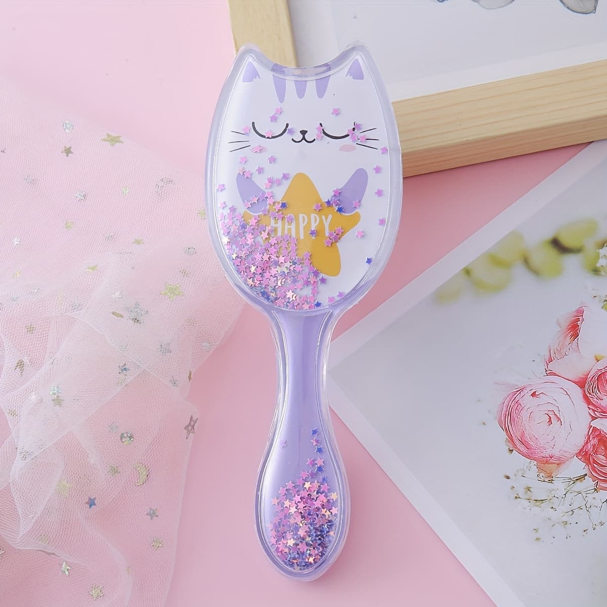 TEMU Eggshell-shaped Purple Detangling Comb 1pc