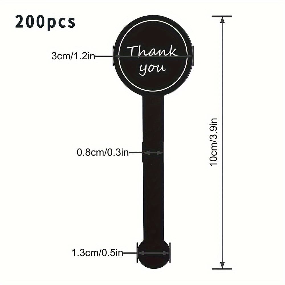 TEMU Stickers For Sealing Boxes And Bottles, In Packs Of 100 Or 200, Featuring A Black 'thank You' Design. Ideal For Bakeries, Handmade Items, Birthday Party Favors, And Decorative Packaging