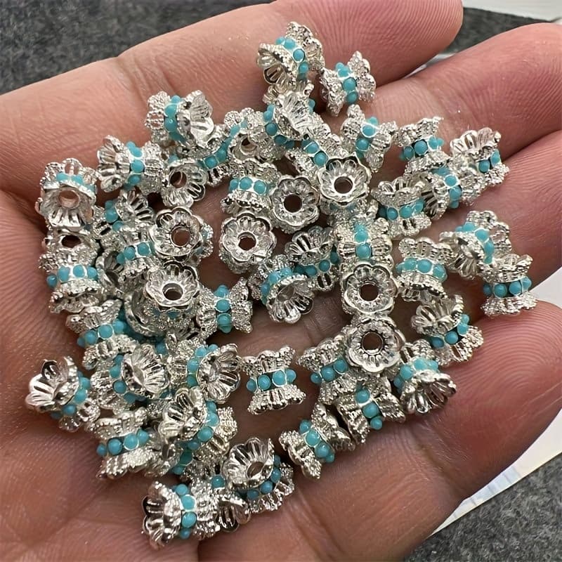 TEMU 20pcs Hollow Silvery Pendant Necklace Bracelet Jewelry Beaded Additions Material Loose Beads