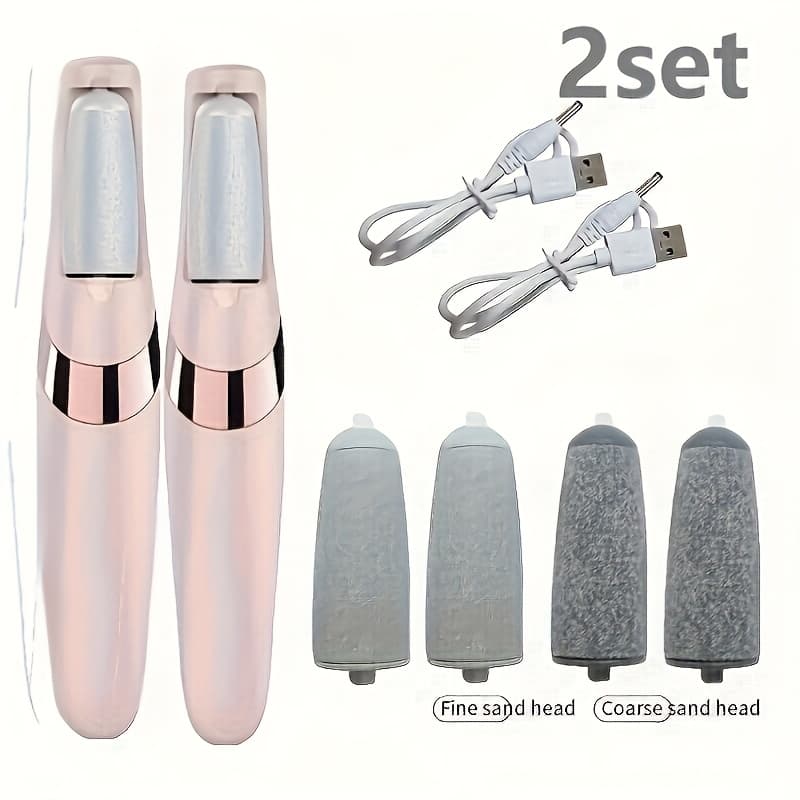 TEMU [foot Remover] 2set And 1set 2heads Electric Foot File | Different Foot Grinding Heads, 2 Speed Settings | Ipx5 | Automatic Lighting | For Foot Removal