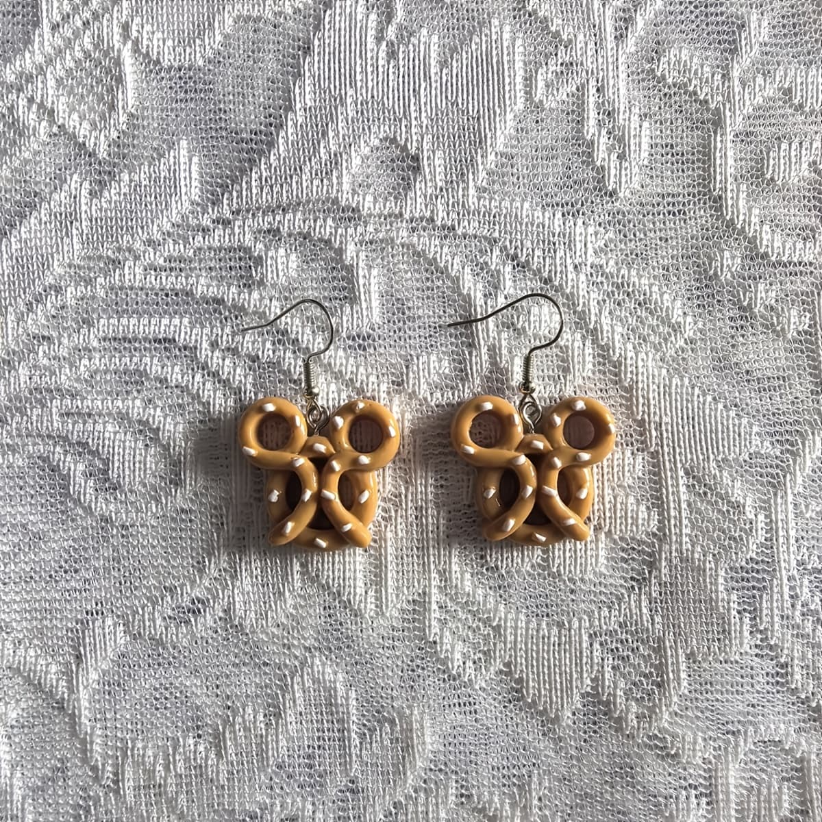 TEMU Mini Snack-themed 3d Mouse Ears Earrings - Retro With Brown & Yellow Twisted Design, Lightweight For Themed Parties, & Casual Attire - Cute Quirky