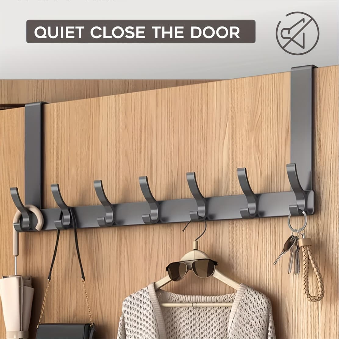 TEMU 7 Hooks Over The Door Hanger, Multi-scene Hook Organizer For Rv, Bathroom, Dorm Room, Apartment Essentials, Space, Durable Metal