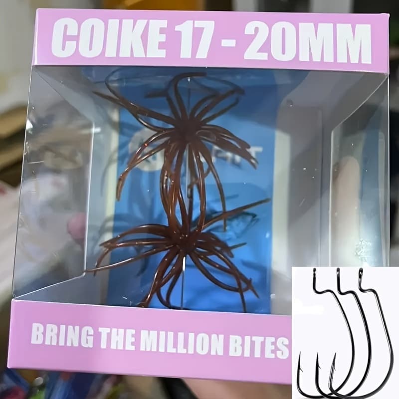TEMU With 3 Fish Hooks, Hideuplurebait, Same Model Of Lure Soft Bait, Lure Slow Sinking And Floating In The Water Soft Bait Multi-legged Soft Worm Tear-resistant Tpe Material