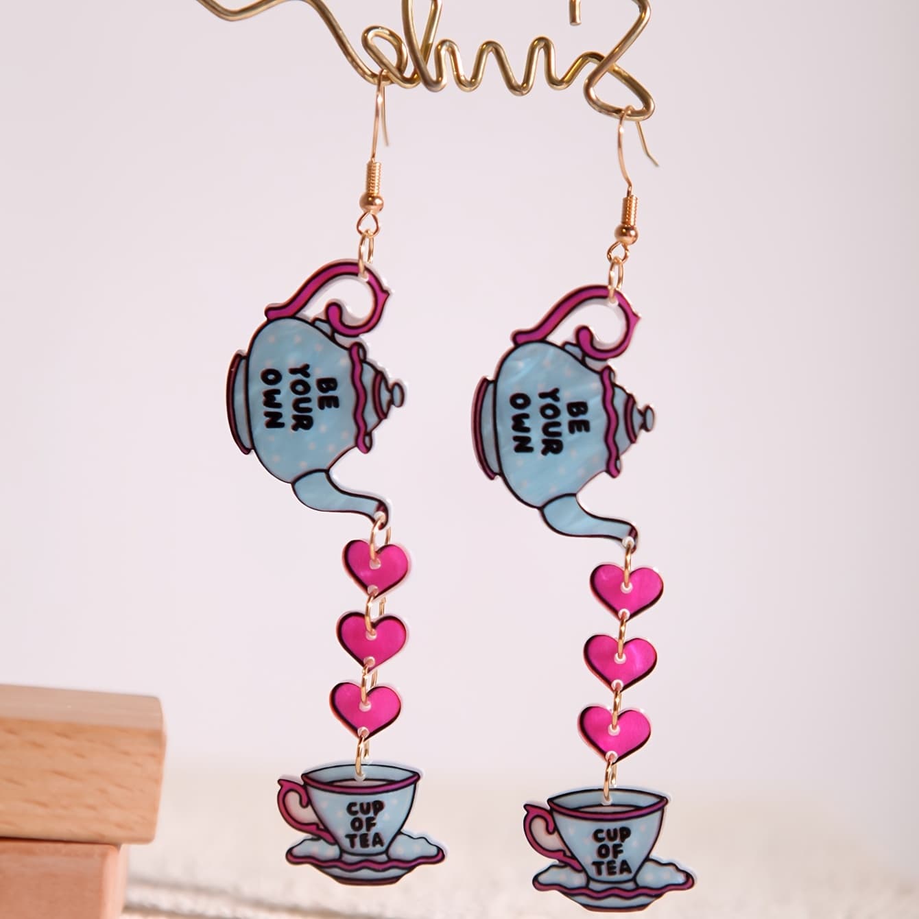 TEMU Funny Cute Statement Earrings - Creative Valentine's Day Heart Teapot Acrylic Drop Dangle Earrings For Women And, Vacation Party Gift For Her Or Couple
