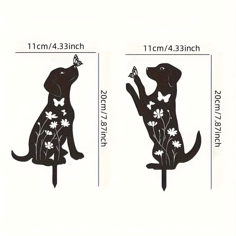 TEMU 【2d Flat】 2pcs Dog Garden Decorations, Used For Outdoor Puppy Decorations Garden Stakes, Silhouette Outdoor Dog Decorations, Dog Yard Art, Dog Lovers' Weatherproof Yard Decorations