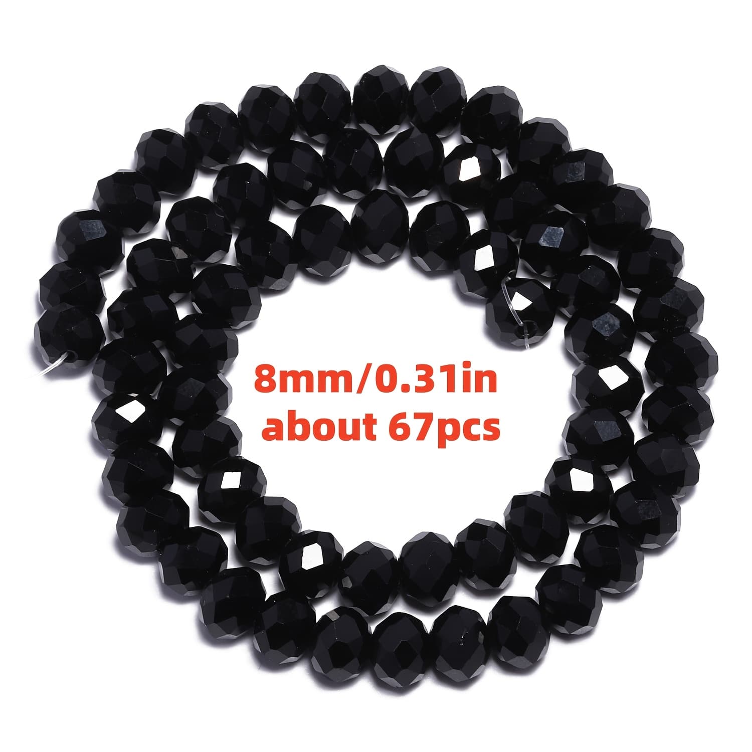 TEMU 4/6/8mm Black Rondelle Crystal Beads, Cutting Wheel Shape Loose Beads For Bracelet Jewelry Making Supplies Additions