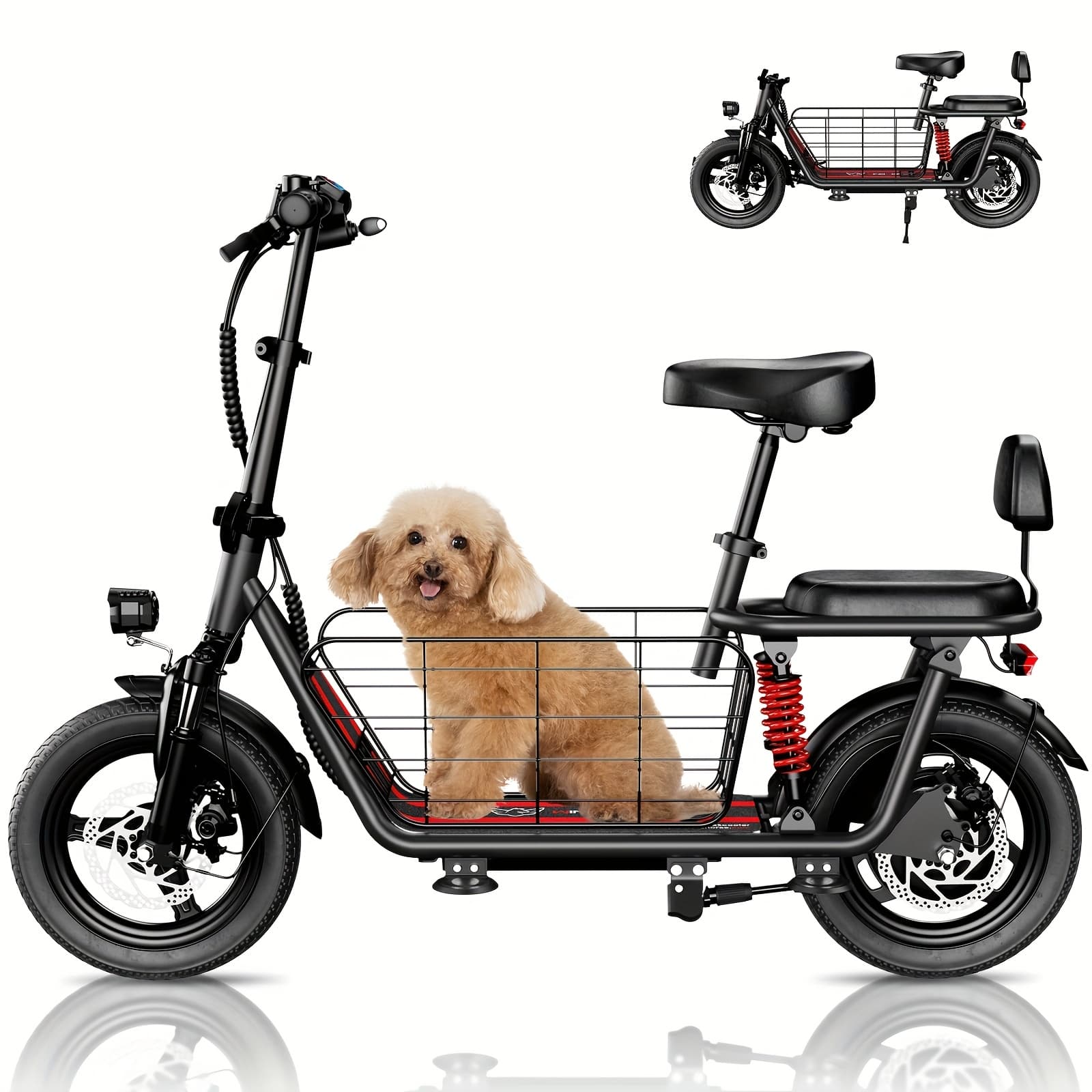 TEMU 500w Powerful , 20mph, 25-mile Range, 330lbs Load, Features 480wh Battery, Dual Suspension, Lcd Display, 3-speed And Free Basket. Perfect Gift For Christmas And Birthday