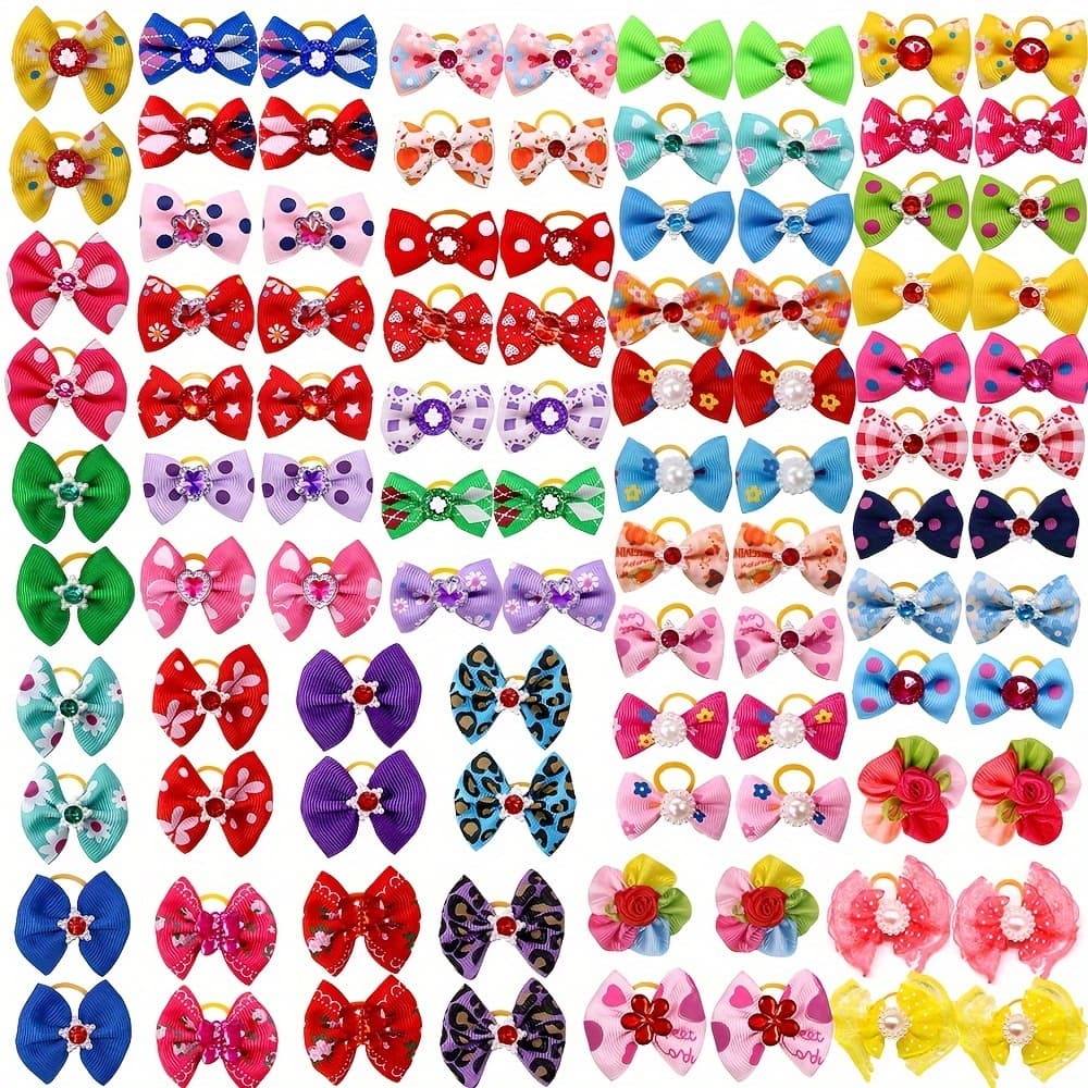 TEMU 30 Handmade Beautiful Pet Dog Hair Bows, Dog Grooming Bows, Dog Hair Additions For Weddings And Parties