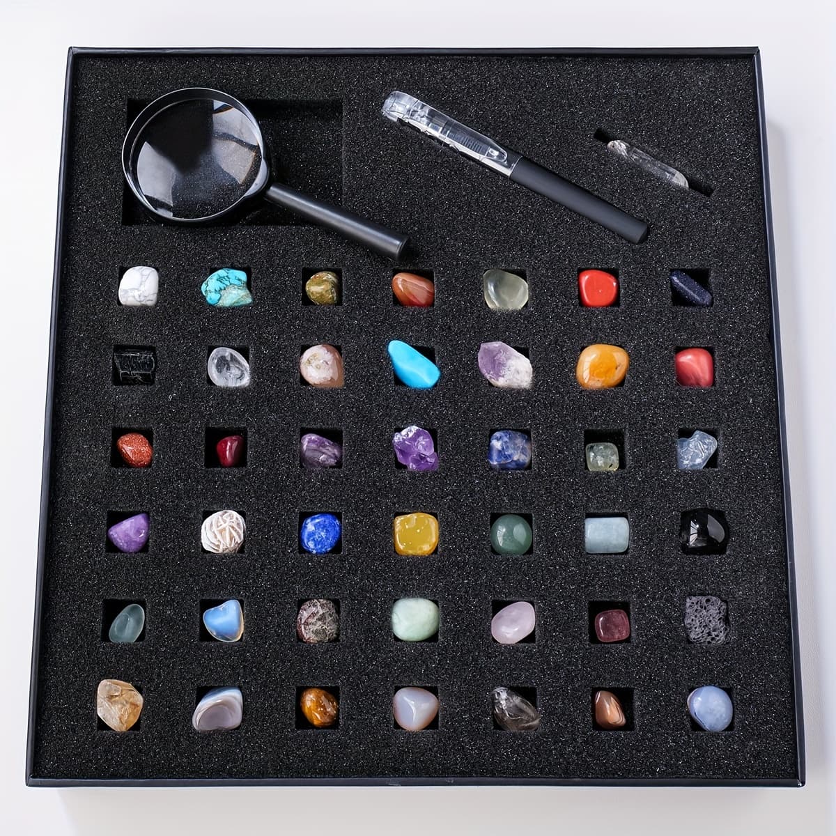 TEMU 43 Kinds Of Crystal Stone Ore Specimen Set, Agate Semi-precious Stone, Teaching Tools, Bedroom Office Desktop Decoration, Collections, Birthday Gifts, Holiday Gifts
