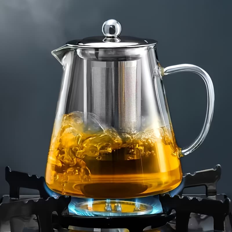 TEMU 1pc 950ml/32.12oz Borosilicate Glass Tea Infuser - Thickened Protective And Heat-resistant, Stainless Steel Precision Filter, Professional Tool For At Home