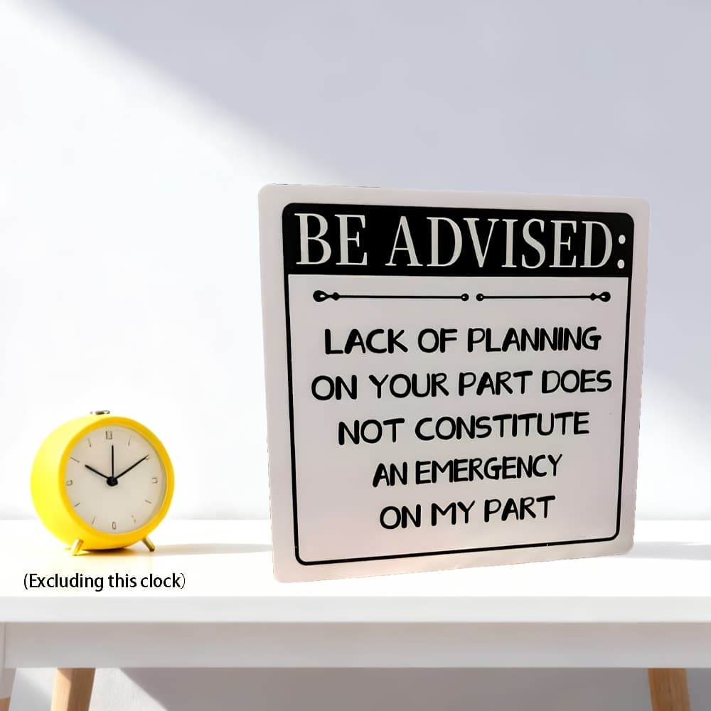 TEMU Funny "warning: Lack Of Plan" Desk Sign - Pvc Humorous Office & Home Decoration Compatible For Cubicle, Meeting Room - No / Needed - "notice: Of Schedule" Label