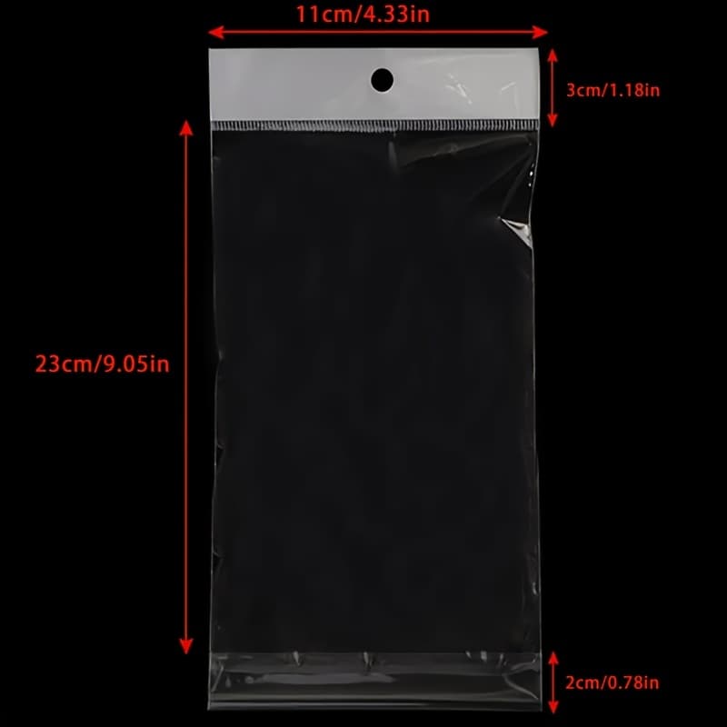 TEMU 200pcs Of Self-adhesive Phone Case Bags, Glasses Bags, Accessory Bags, Transparent Plastic Opp Bags With Hang Holes, White Opp Card Head Bags, And Airplane Hole Bags.