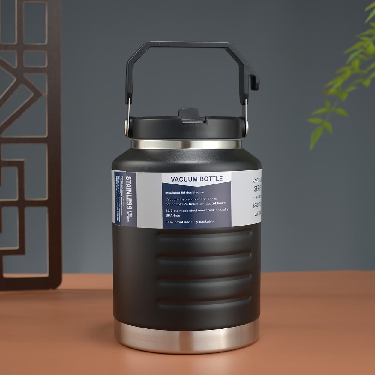TEMU 50.72oz 304 Stainless Steel Water Container, High Capacity Bottle, Convenient For Outdoor Use With Handle And Straw Lid, Insulated Leisure Cup, Maintains Temperature, Bpa-free