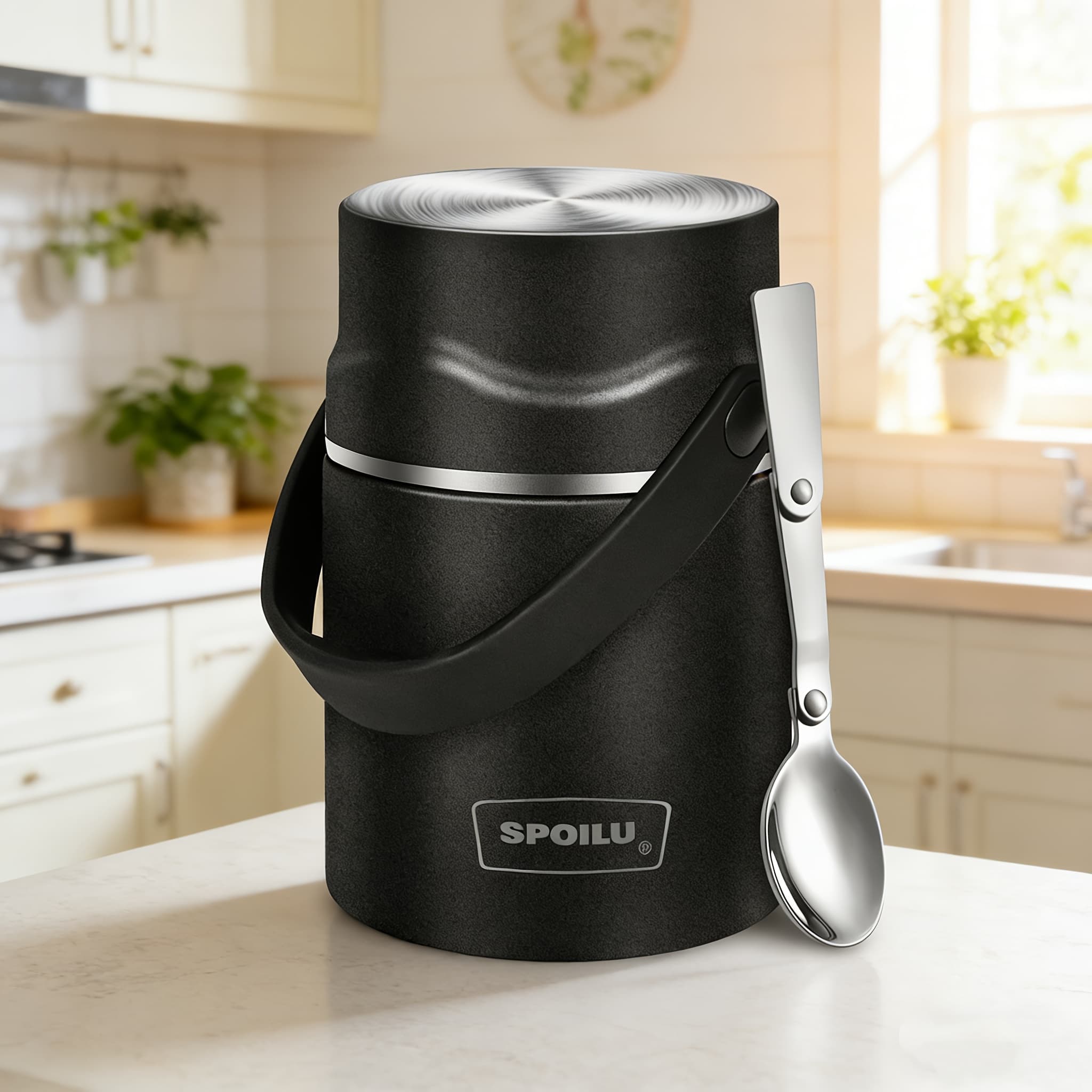 TEMU 21oz Thermo Food Jar Insulated Container, Insulated Food Container For Adult, With Steel Vacuum Insulated Food Jar Spoon, Leak Proof, Portable Hot Soup Container