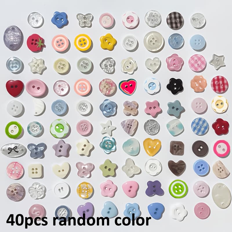 TEMU 40pcs Random Color High Gloss Ins Colored Buttons Diy Handmade Resin Decorations Bead Accessories Cute Buttons