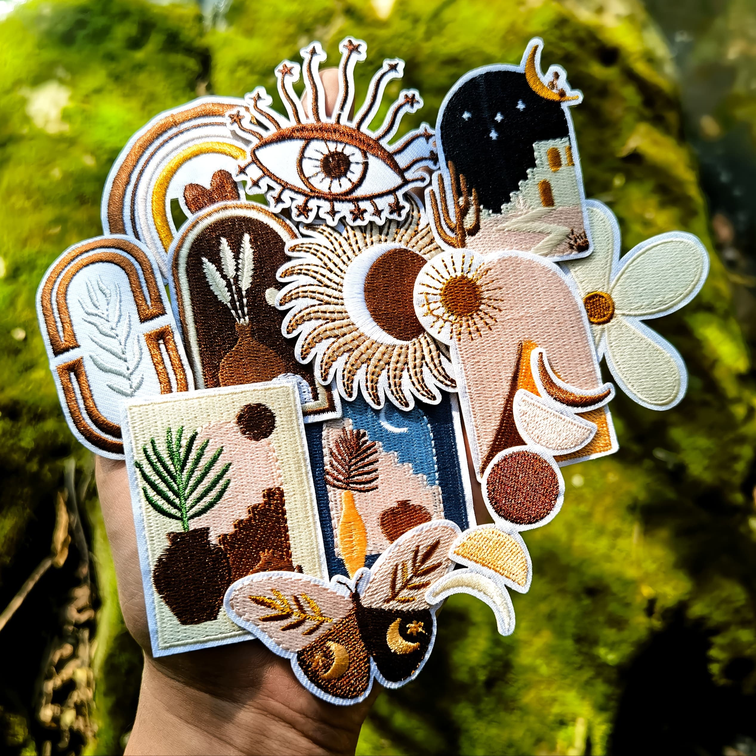 TEMU 12pcs Bohemian Style Iron On Embroidered Patch, Artistic Sew On Repair Embroidered Applique Patches For Hats, Jacket, Chothes, Backpacks-diy Craft For Girl