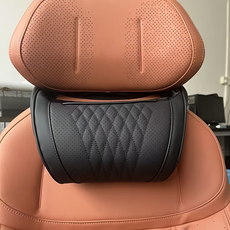 TEMU Luxury Leather Pillow | Breathable Neck Support With Contoured For Cars, Suvs, Trucks, , And Trains