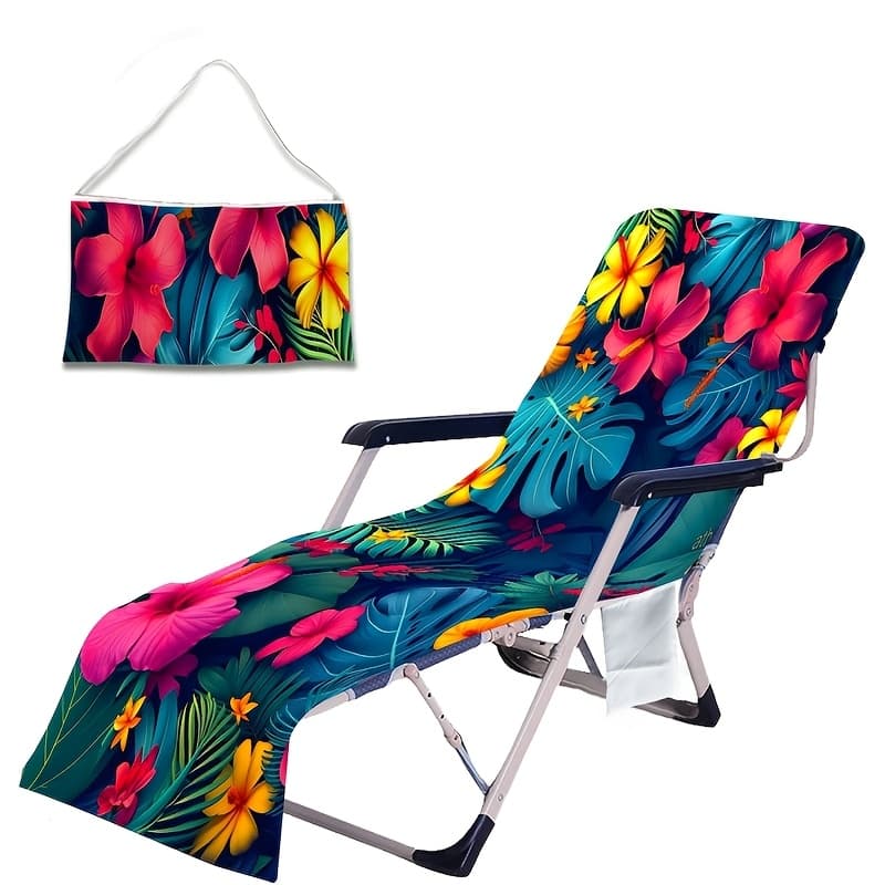 TEMU 1pc Leaves Chaise Chair Towels Covers For Outdoor Patio Beach Pool, Outdoor Patio Beach Chair Covers. Spring Summer Chair Decorations