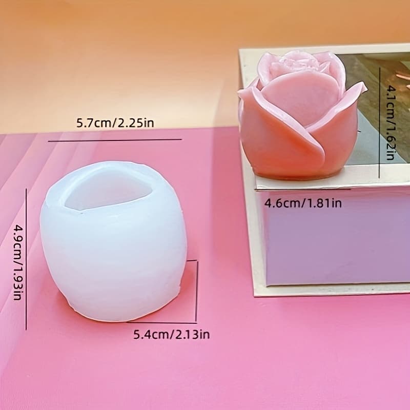 TEMU Rose Scented Candle Silicone Mold Peony Scented Gypsum Home Ornaments Decoration Silicone Mold