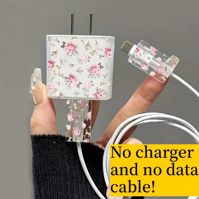 TEMU 3pcs Set Suitable Charger Protective Cover 20w Data Cable Protective Cover 14 15 Protective Cover Charger Cable 18w Transparent Case