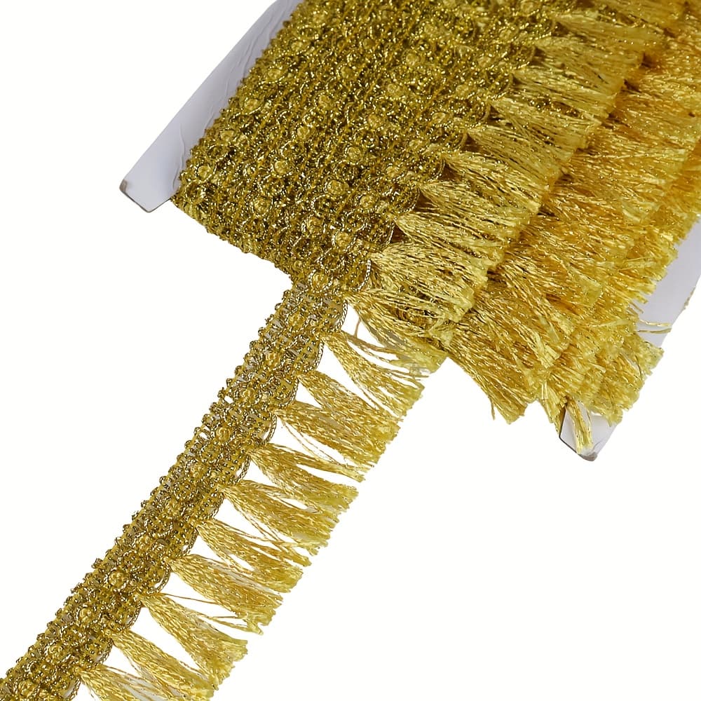 TEMU Metallic Fringe Trim Golden Trim 12. Tassel Trim Fringe Sewing Trim For Crafts, Sewing, Curtain, Home Decor