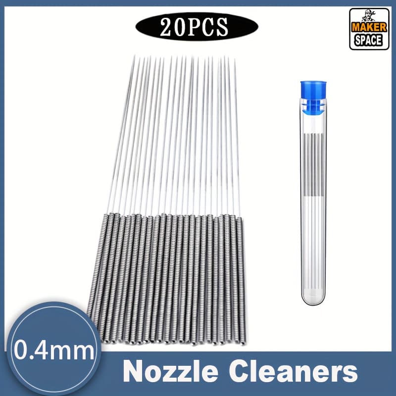 TEMU 20pcs 3d Printer Nozzle Cleaning Kit: 0.4mm Nozzle Cleaner, Suitable For 3/k1/mk8/v6 3d Printer Cleaning Needles, Anti-clogging, Sturdy And Durable,