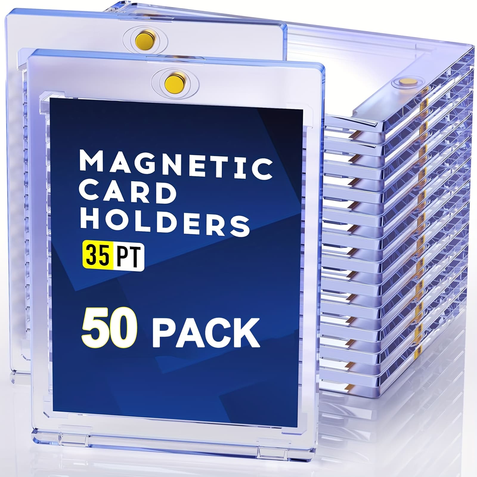 TEMU Magnetic Card Holder In Packs Of 25, 50, Or 100, Featuring A 35pt One-, Made From Durable Plastic, Suitable For Trading Cards, Sports Memorabilia, And Game Cards Including Football And Baseball