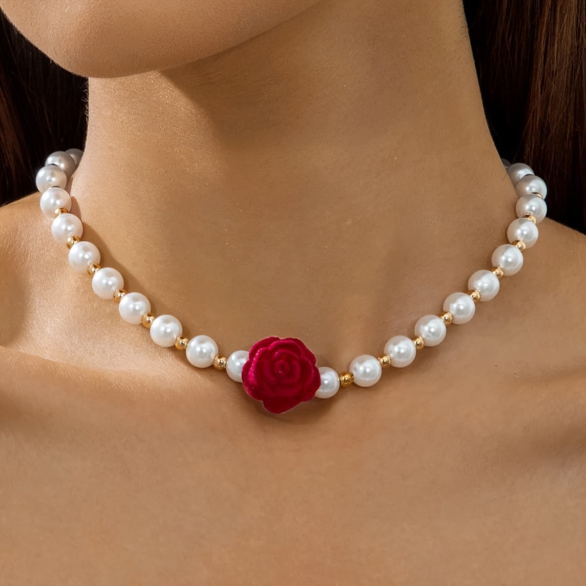 TEMU 1pc Elegant Ladies' Necklace, Beaded Necklace, Three-dimensional Flower Necklace, Suitable For Ladies To Wear At Balls, Parties, And Banquets. A Birthday And Valentine's Day Gift For Women