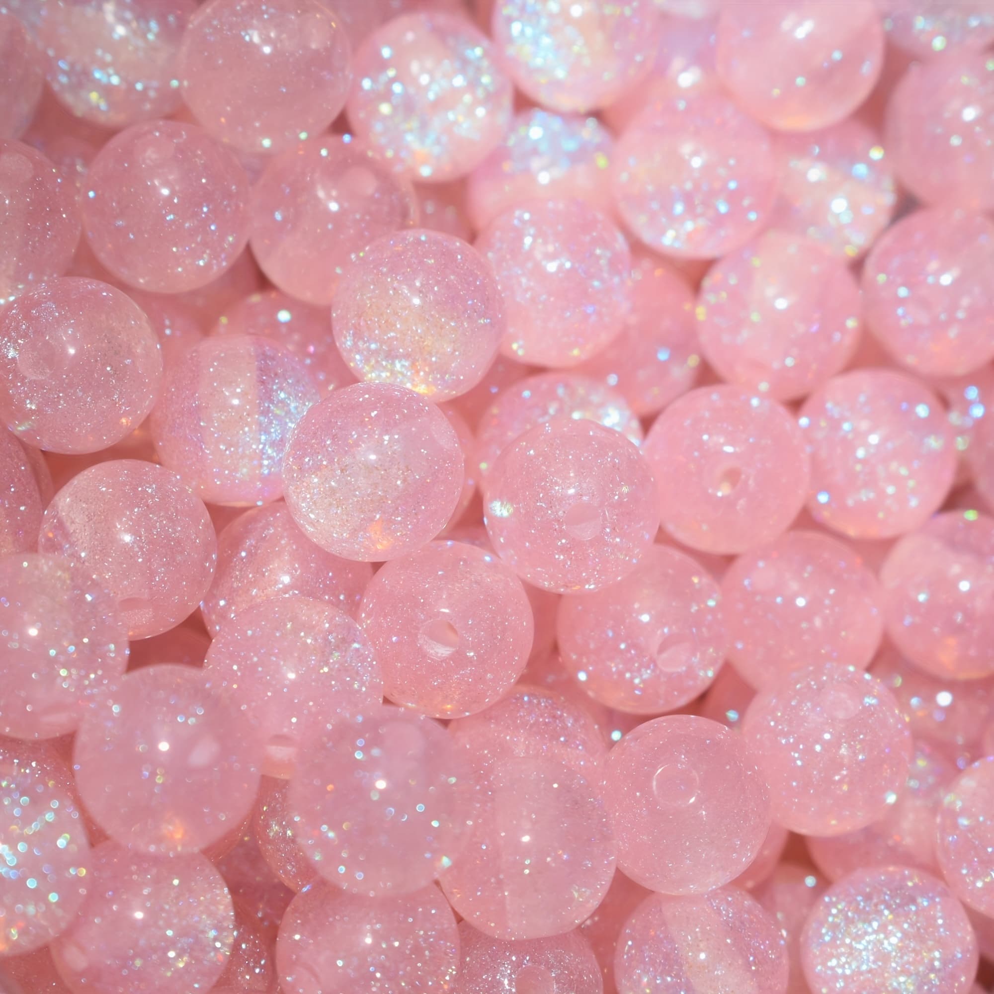 TEMU 40pcs Of 10mm Pink Sparkling Loose Beads For Bracelet Making, Perfect For Jewelry Production, Gifts, And Presents For