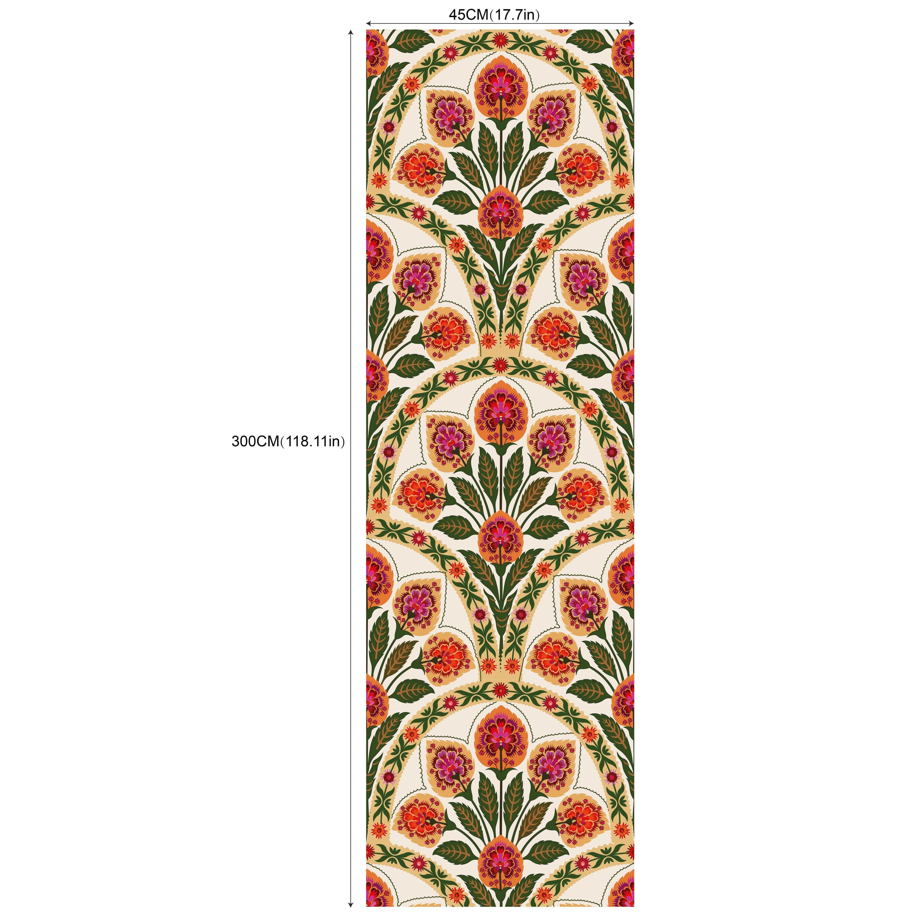 TEMU Retro Scalloped Floral Peel And Stick Wallpaper, Waterproof Renovated Plant Wall Sticker, Removable Beautiful Mural, Home Decor, Wall Art, Wall Decor, 17.7 Inches*9.8 Feet