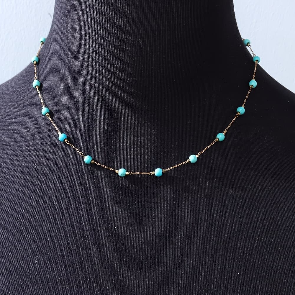 TEMU Turquoise Decor Necklace Daily Casual Accessories-