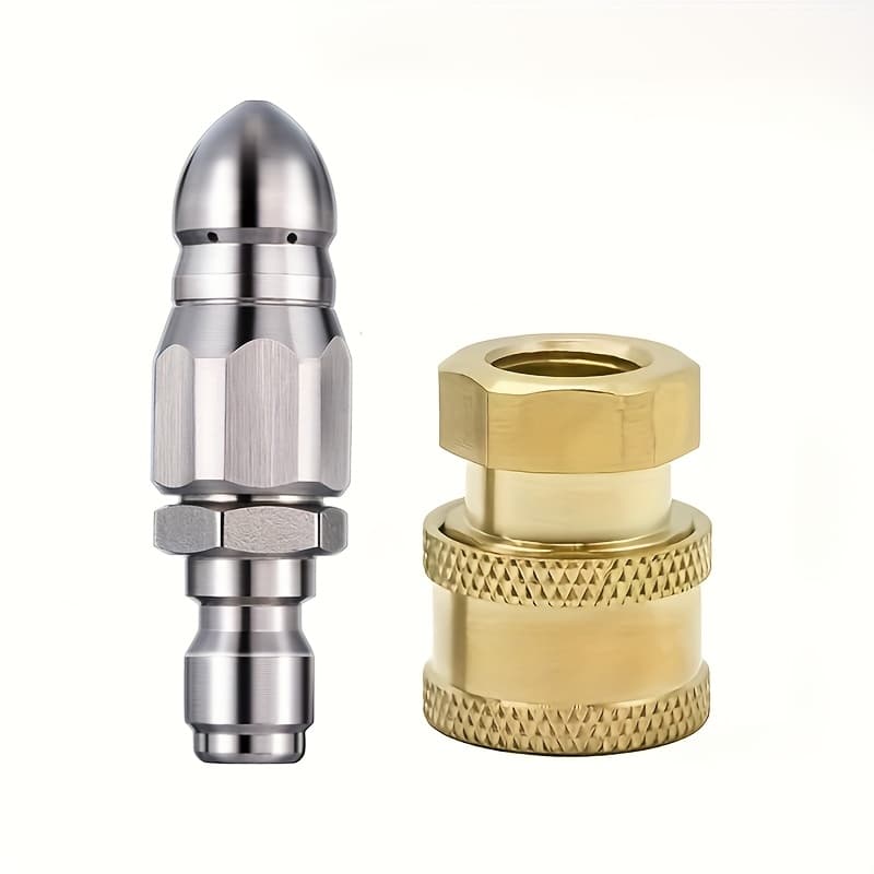 TEMU 2pcs High-pressure Washer Drain Nozzles Kit,1/4 Inch High Pressure Washer Hose Nozzle, 5000 Psi Sewer Nozzle Connect To Internal Thread Npt, Sewage Nozzles Set,brass Fitting Connector