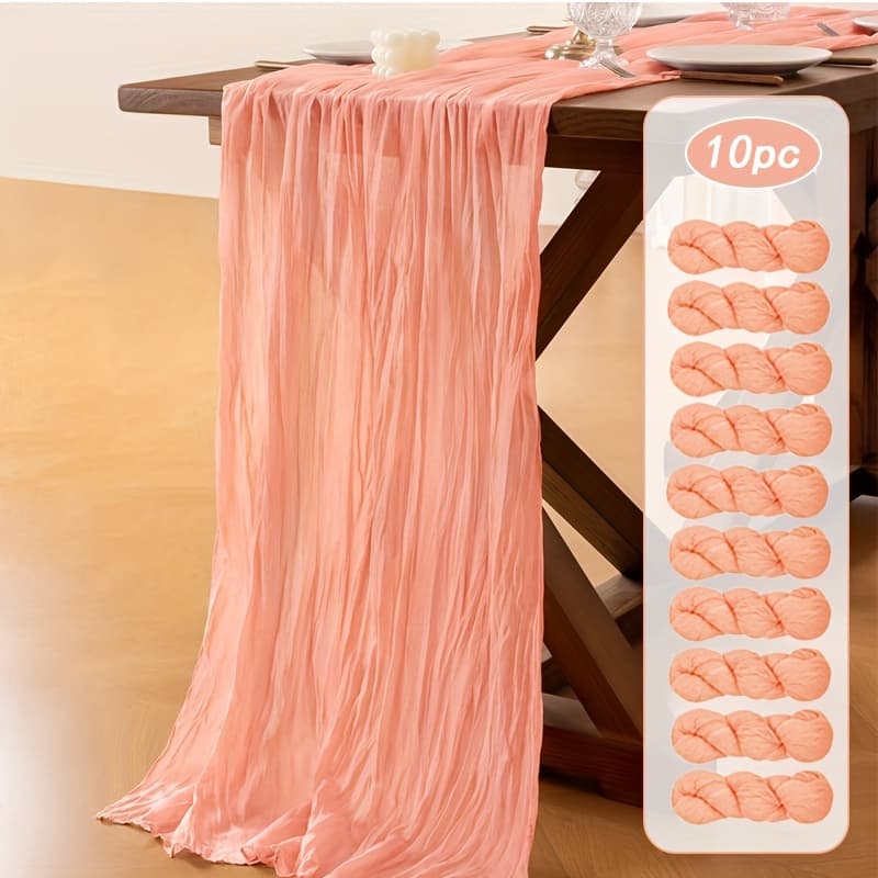 TEMU 10pcs Cheesecloth Table Runners Bohemian Gauze Fabric Tablecloths Country Sheer Table Runners For Wedding Birthday Baby Shower Party Bohemian Table Decoration ()