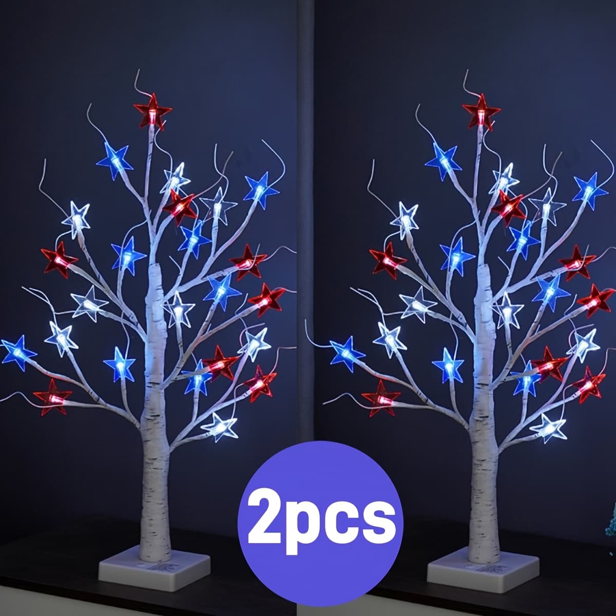 TEMU 1/2/3 Pack, July 4th, Day, Red, White And Design, Holiday Decoration Lights, 24led 8 , Touch Switch, Usb Battery Box Powered, Party Scene Layout, Usa National Day, Day