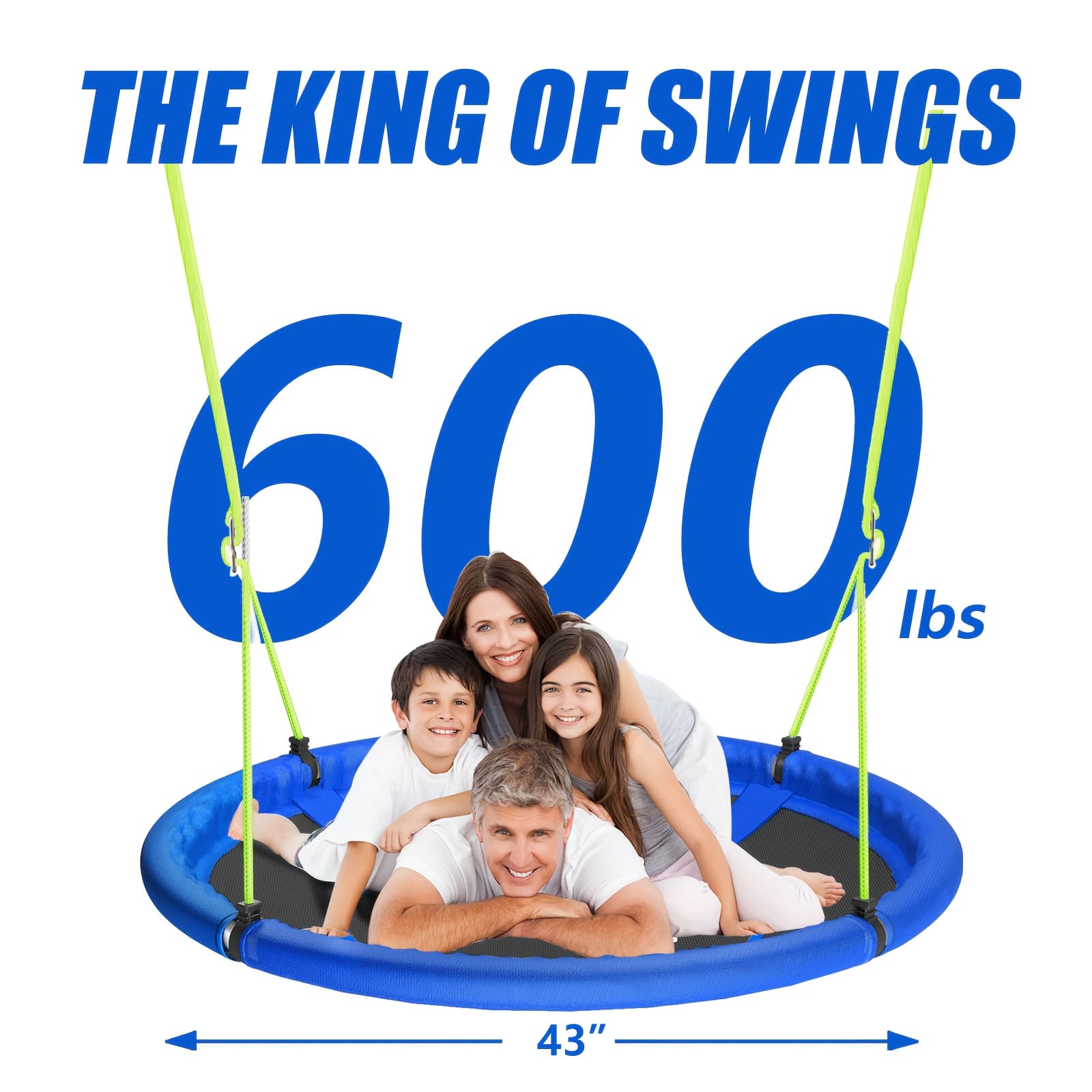 TEMU 1pc 40-43" Flying Saucer Swing For Outdoor Or Indoor, Fabric Tear & Uv Resistant, 360° Rotating With Adjustable Rope, Swing For Backyard Garden,