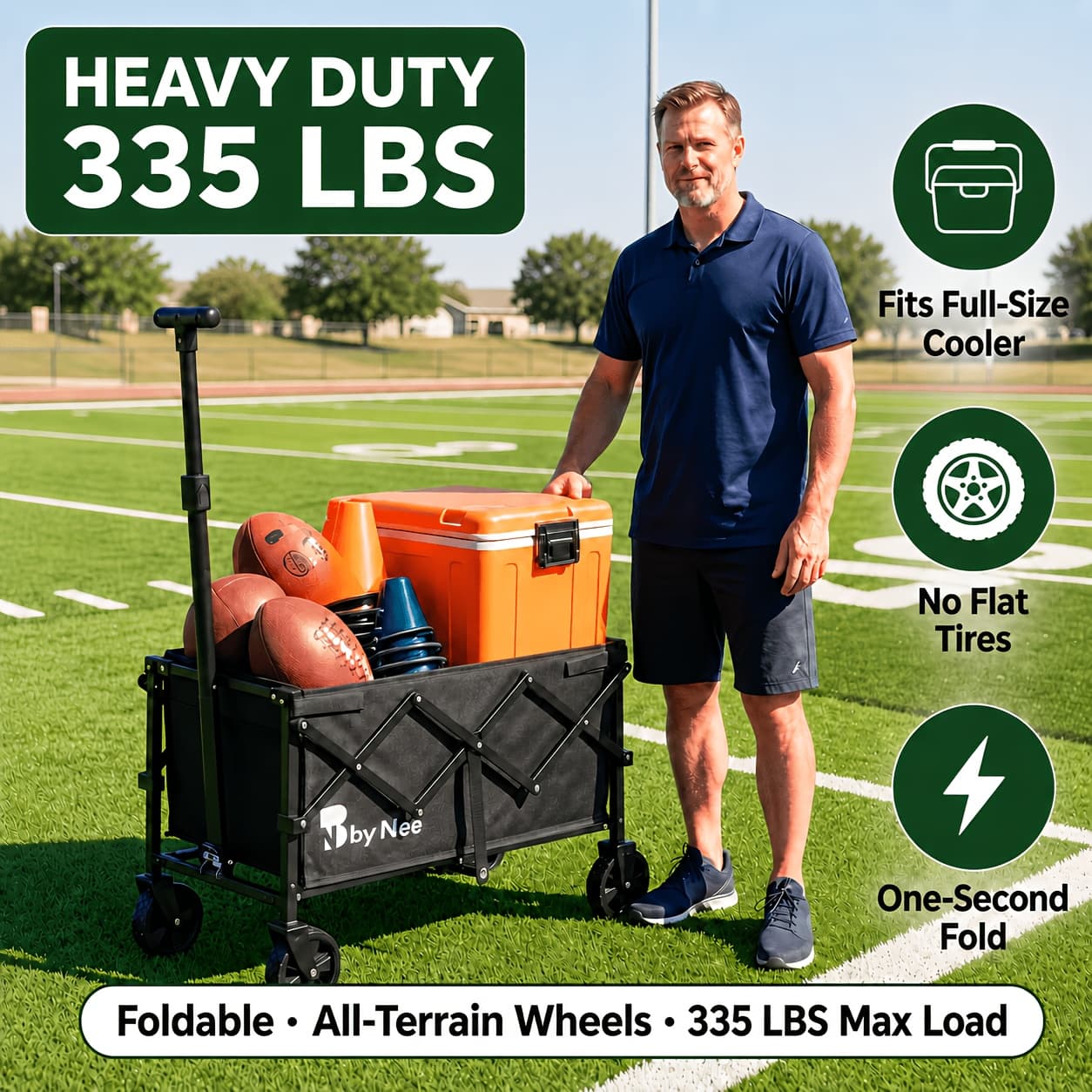 TEMU Sports Equipment Transport Truck Push Cart 335lbs 440lbs 660lbs Heavy Duty Folding Hand Truck Large Capacity Suitable For Courtyard Shopping Outdoortrack And Field Stadium