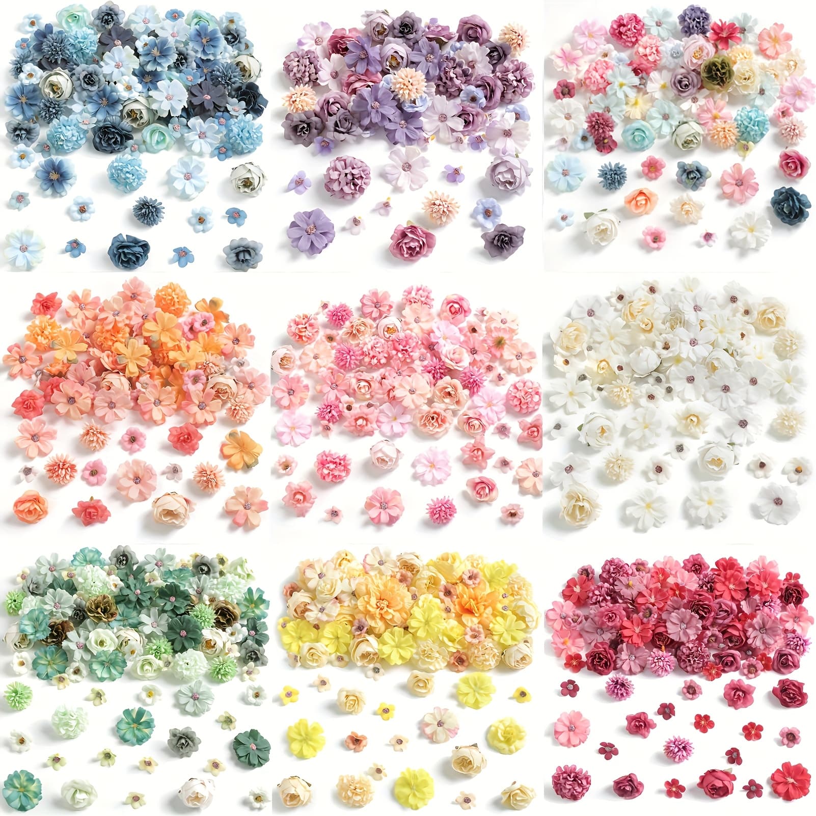 TEMU 60pcs Faux Flower Heads Mini Multi Color Artificial Flower Heads Fake Peony Flowers Multicolor Small Silk Daisy Flower Heads For Craft Garland Wedding Party Home Decoration